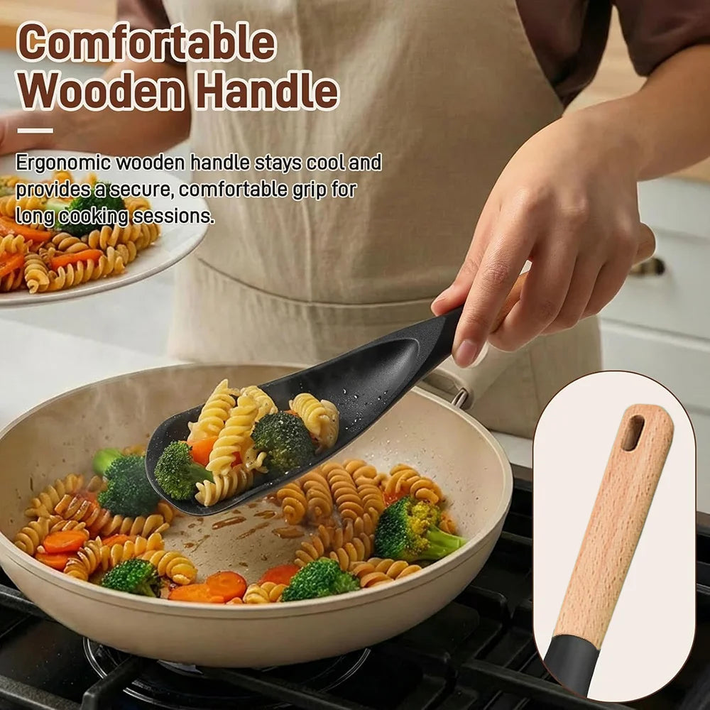 Silicone Cooking Spoon Spatula with Wooden Handle | Nixie Silicone Kitchen Spatula Nixie