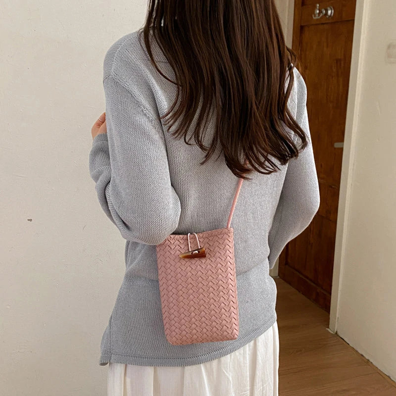 Woven Mini Shoulder Phone Bag for Women | Nixie Bucket Bag