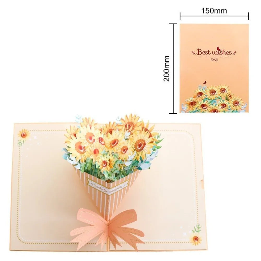3D Pop-Up Flower Bouquet Greeting Card | Handmade Paper Art Pop-Up Greeting Card Nixie