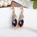 Water Drop Blue Rhinestone Dangle Earrings | Zinc Alloy Crystal Dangle Earrings Nixie Blue