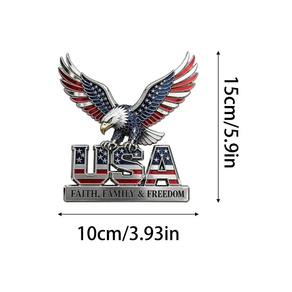 3D Patriotic Eagle Car Emblem – Faith Family Freedom Zinc Car Emblem Badge Nixie