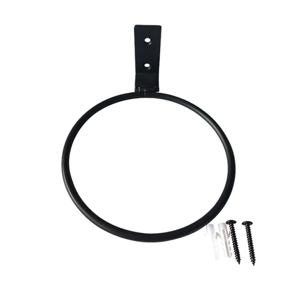Wall Mounted Metal Flower Pot Holder Ring | Black Planter Rack