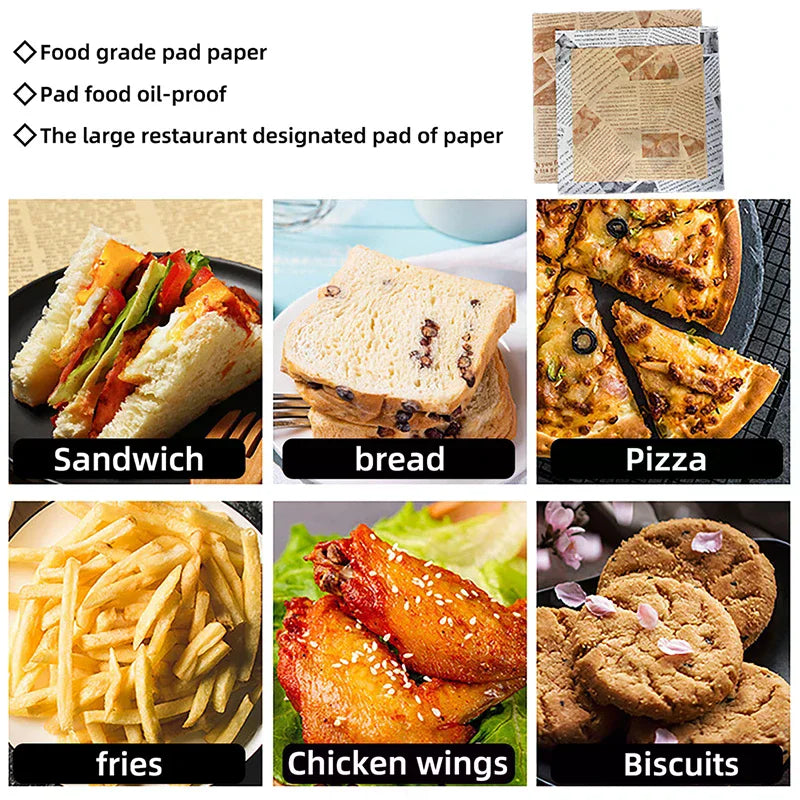 30 Sheets Oil-Proof Wax Paper Food Wrappers & Basket Liners Food Wax Paper Nixie