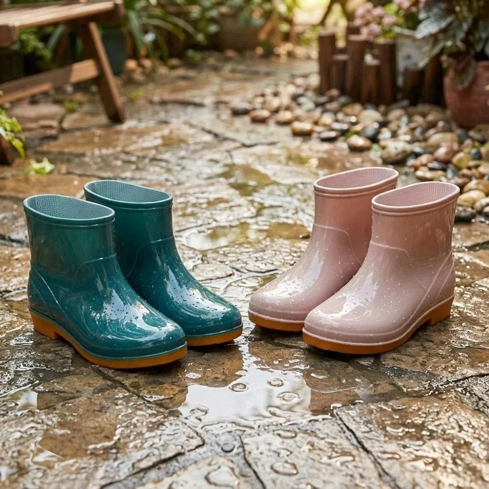 Women's Non-Slip Waterproof Short Rain Boots | Low-Top PVC Women's Rain Boots Nixie