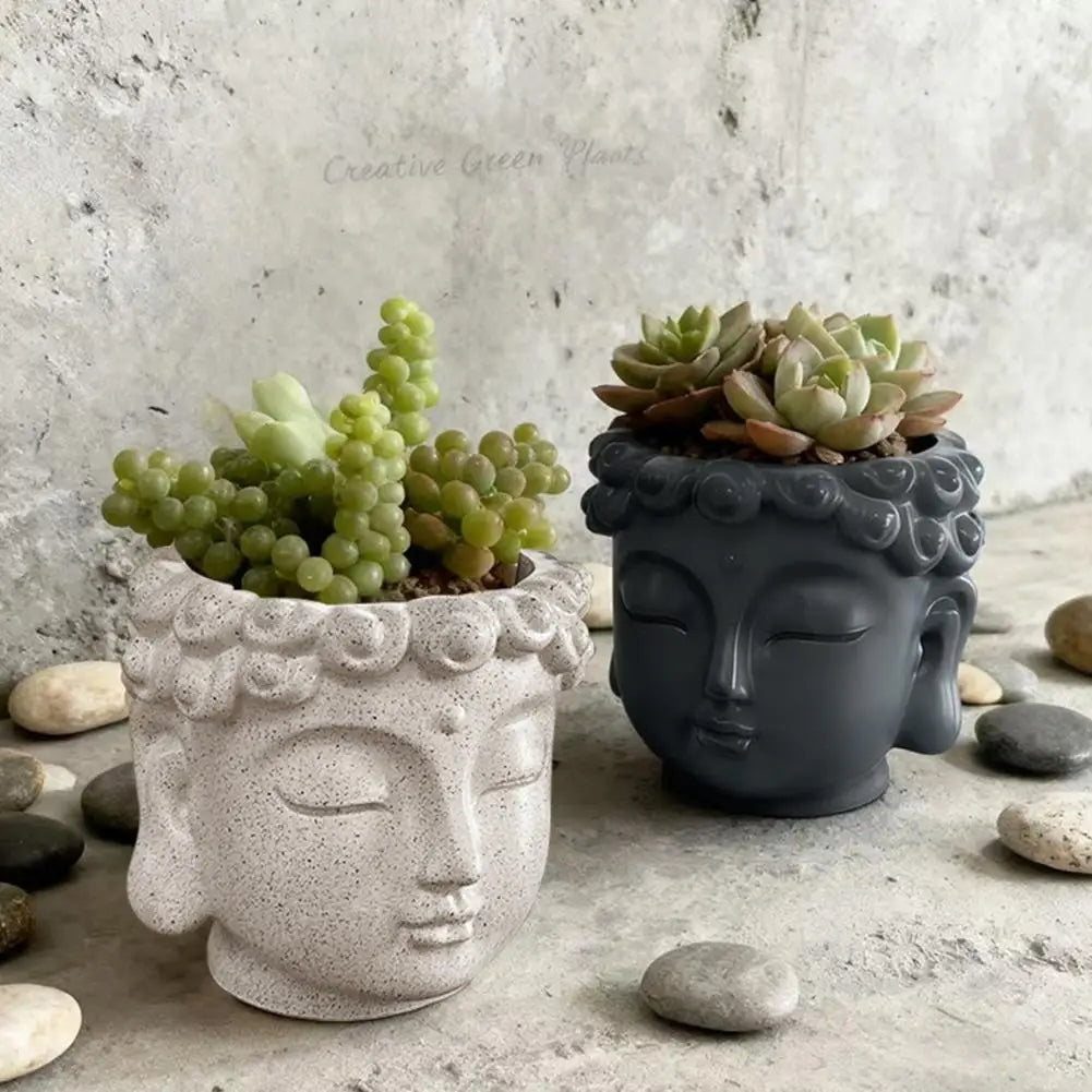 Buddha Head Flower Pot Planter – Zen Sculpture Home Decor Decorative Planter Nixie