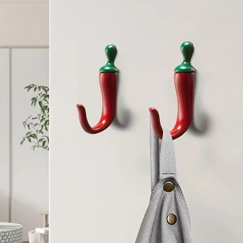 Pepper-Shaped Wall Hook | Zinc Alloy Red Painted Finish