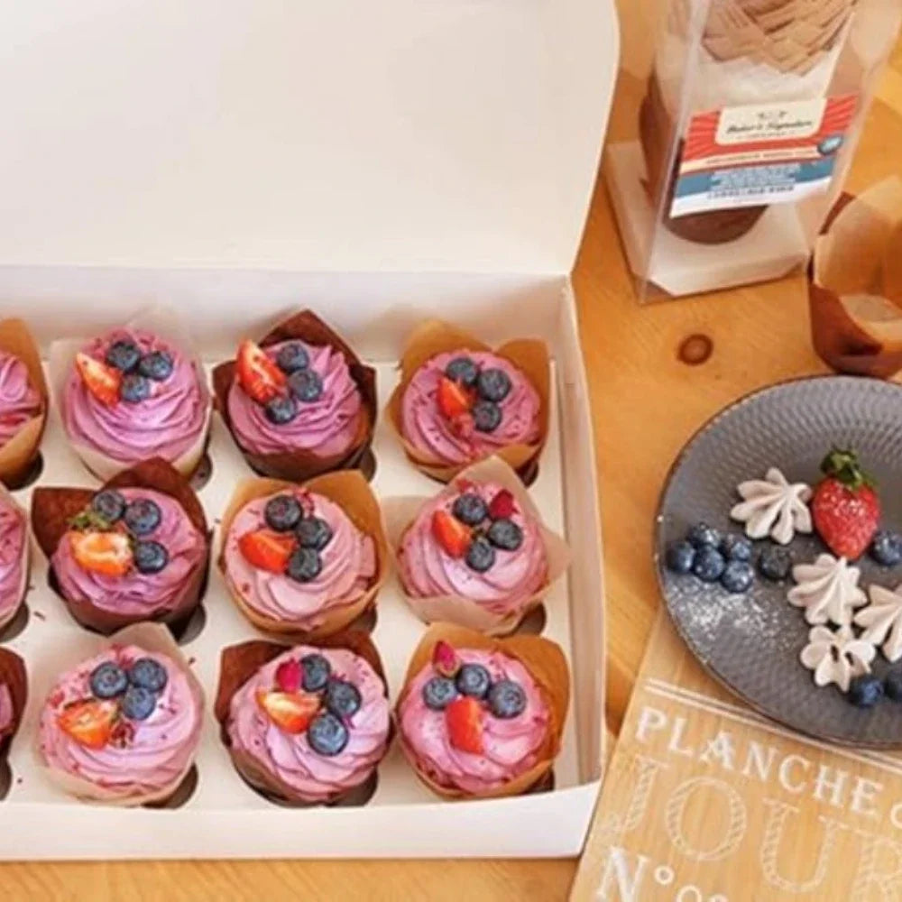 50pcs Cupcake Liners – Oil-Proof High-Temp Baking Molds