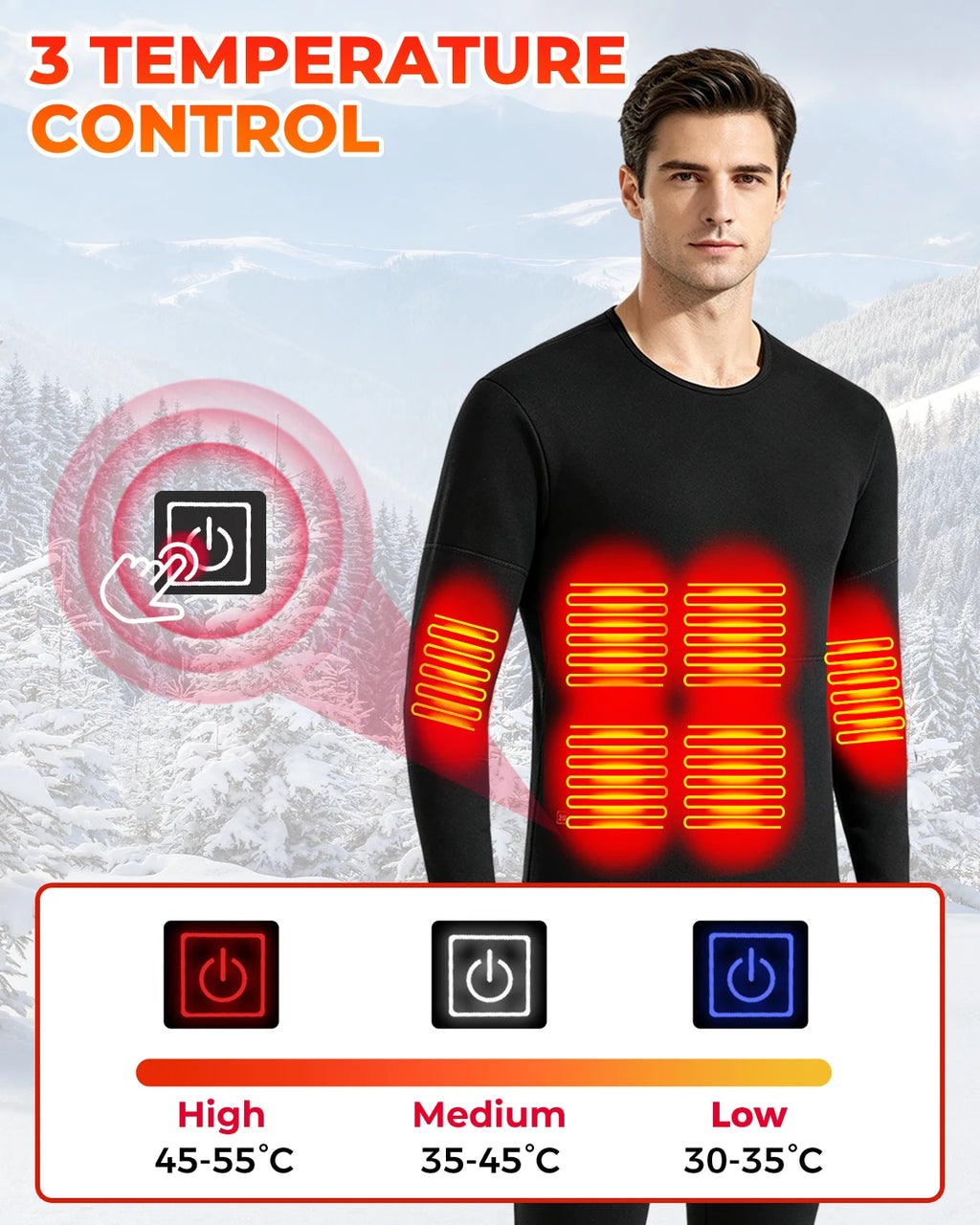 KEMITOUR 28-Zone USB Heated Thermal Underwear Suit | Top & Pants Heated Thermal Underwear Nixie