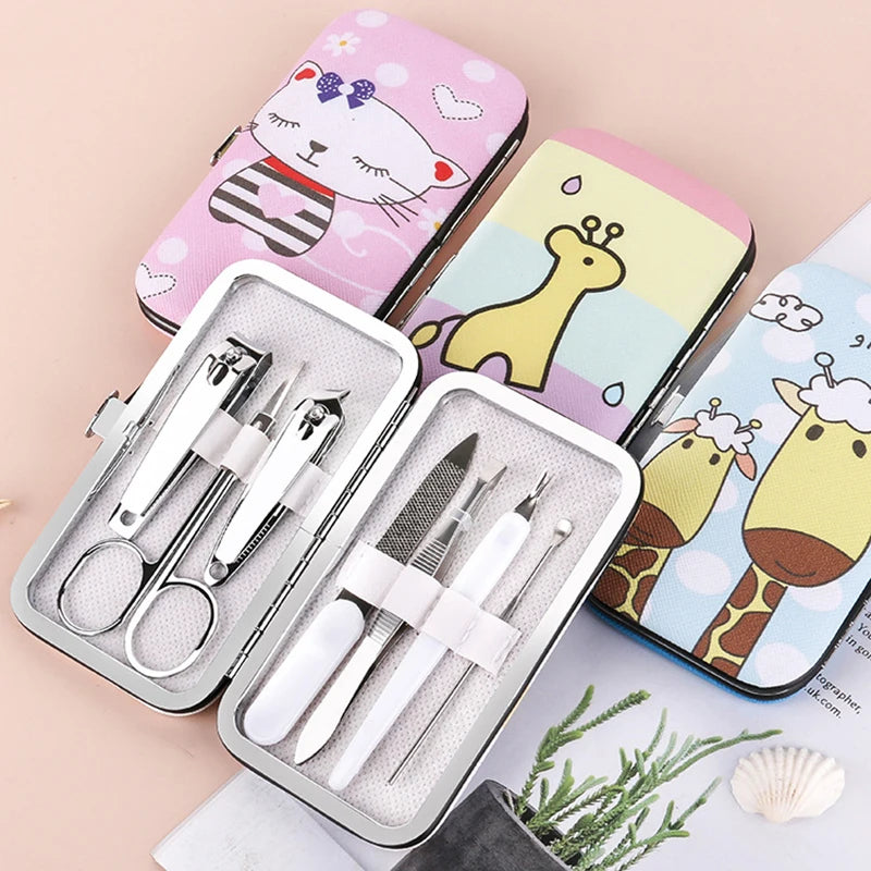 7-Piece Manicure Set with Cartoon Storage Box | Nail Care Kit Manicure Tool Set Nixie