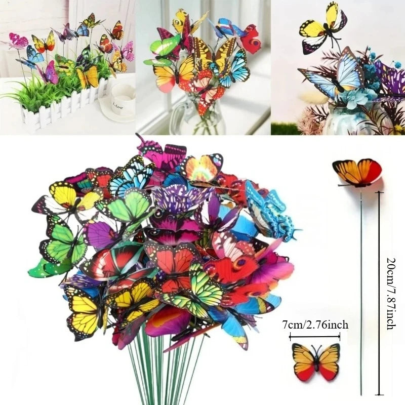 10pcs 3D Butterfly Garden Stakes – Yard & Flower Pot Decor Garden Decoration Stakes Nixie