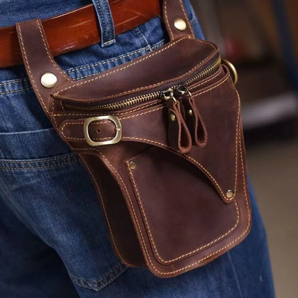 Men's Leather Belt Waist Bag Waterproof Phone Fanny Pack Belt Waist Bag Nixie