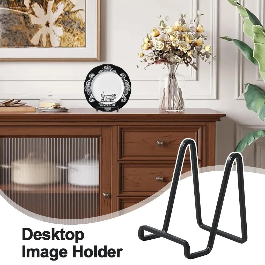 6 Inch Black Iron Plate Holder Stand & Desktop Display Frame Plate Display Stand Nixie