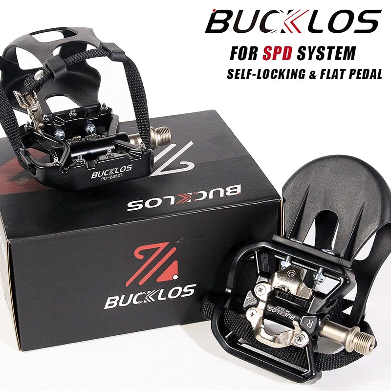 BUCKLOS Dual Function MTB Road Bike Pedals SPD Aluminum Alloy Bicycle Pedals Nixie