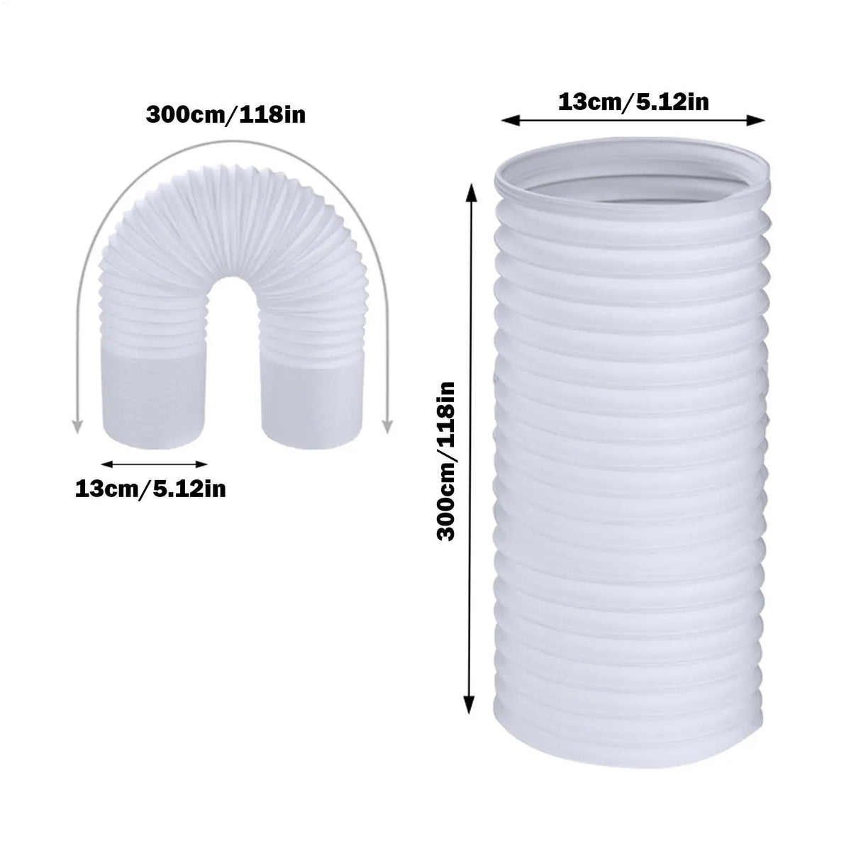 Portable AC Exhaust Hose 1.5/2/3M Corrugated Window Vent Kit