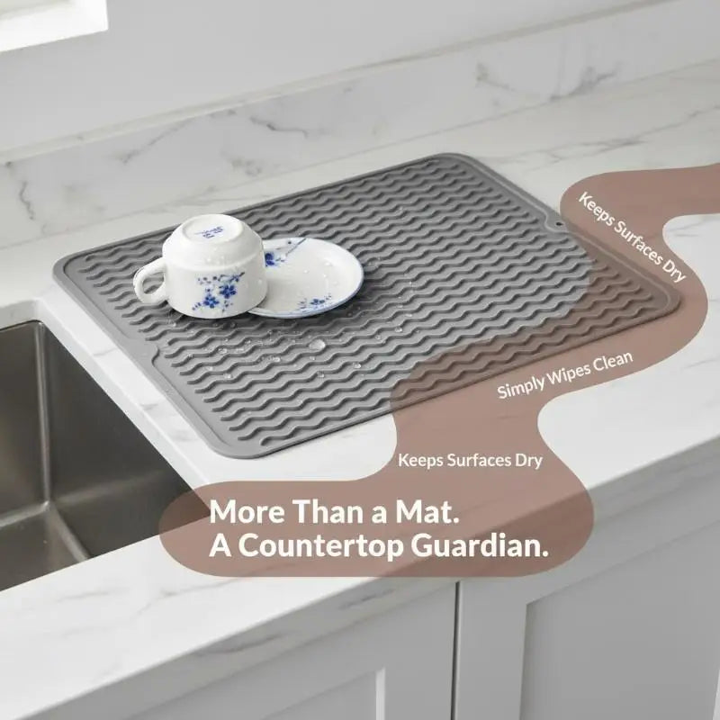 Silicone Dish Drying Mat 16x12" Non-Slip, Food Grade, Fast Drain Dish Drying Mat Nixie