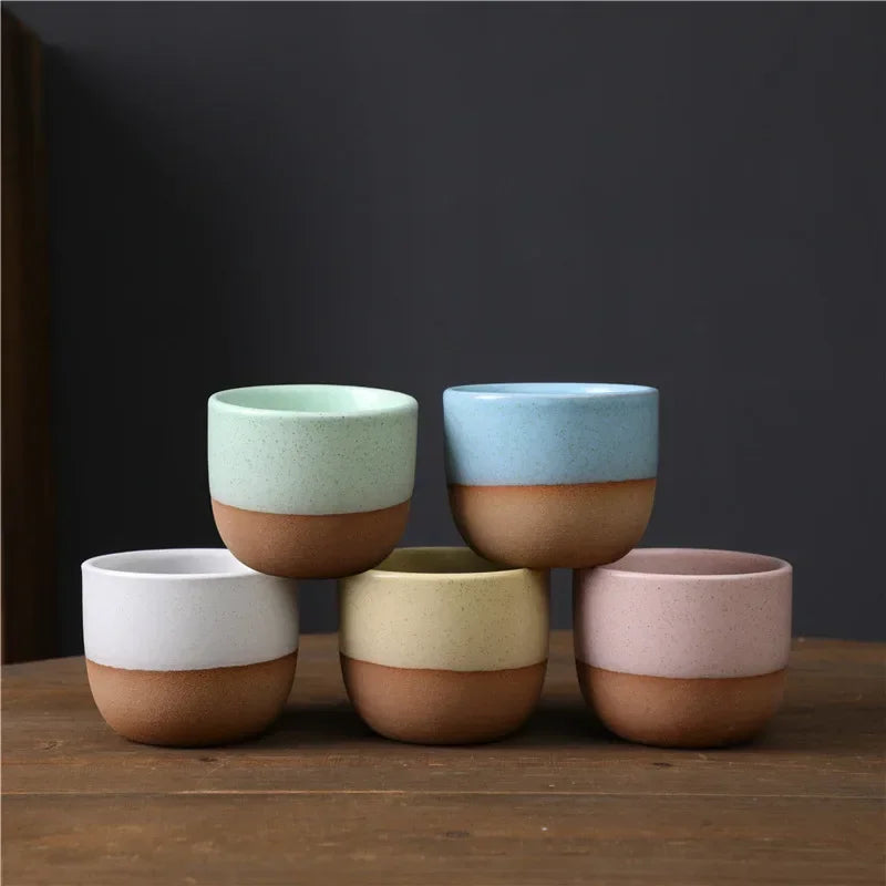 120ml Handmade Rough Pottery Retro Teacup | Chinese Kung Fu Cup Pottery Tea Mug Nixie
