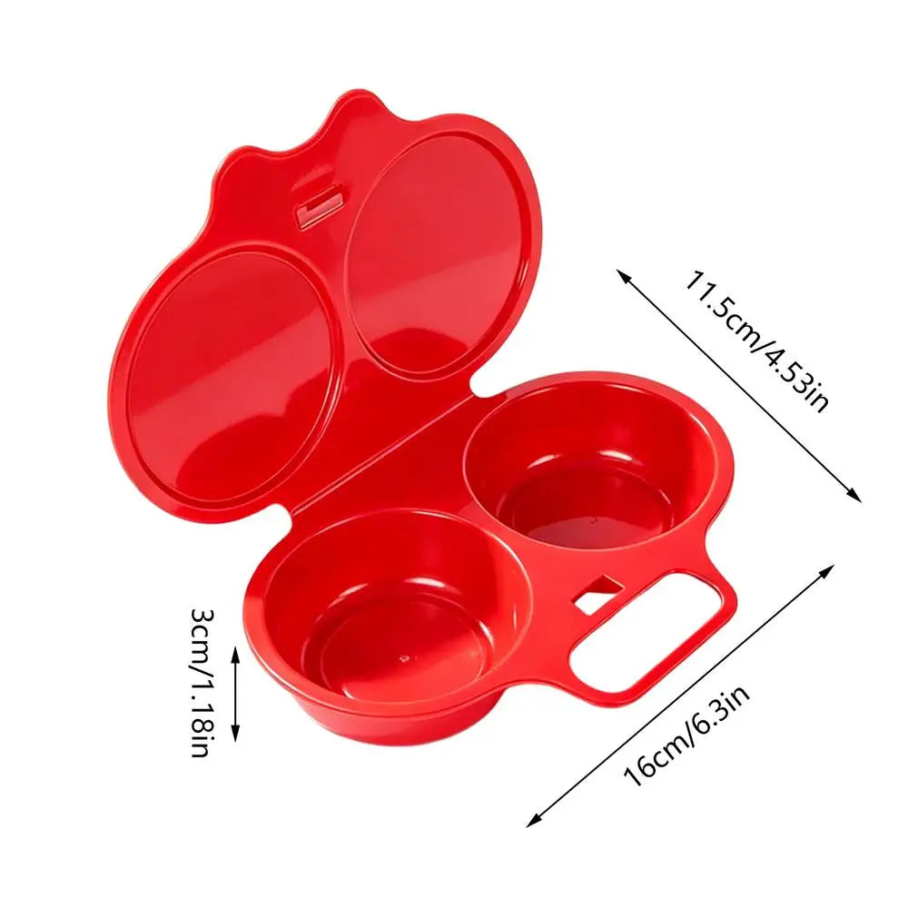 Microwave Egg Cooker – 2-Cavity Food-Grade PP Egg Poacher Microwave Egg Cooker Nixie Red