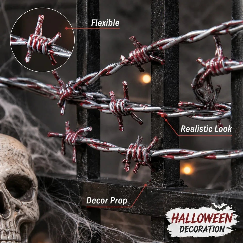 Fake Barbed Wire Halloween Prop – Haunted House Decor 2.5m Halloween Prop Decor Nixie