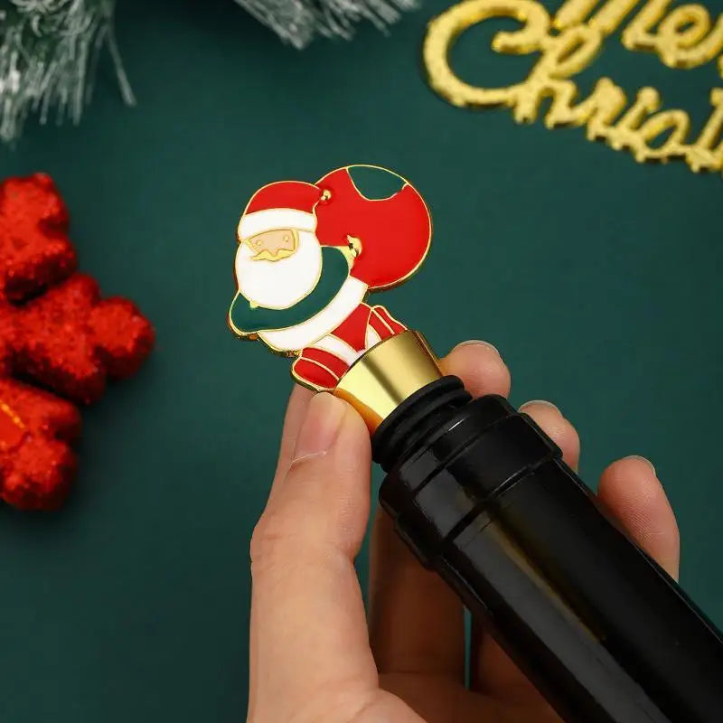 Christmas Wine Stopper – Festive Zinc Alloy & Silicone Seal Wine Bottle Stopper Nixie