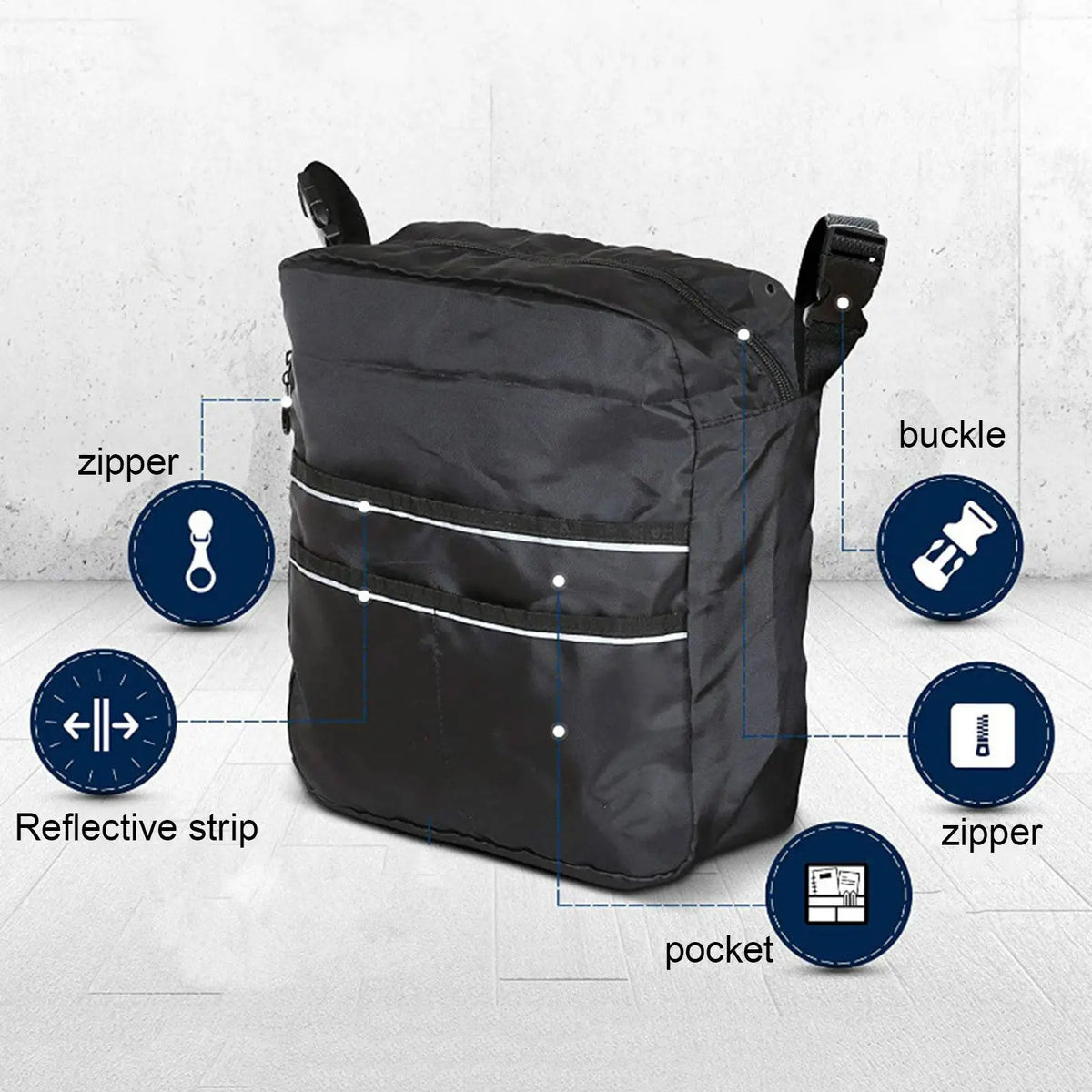 Wheelchair Backpack Storage Bag – Adjustable Strap, Oxford