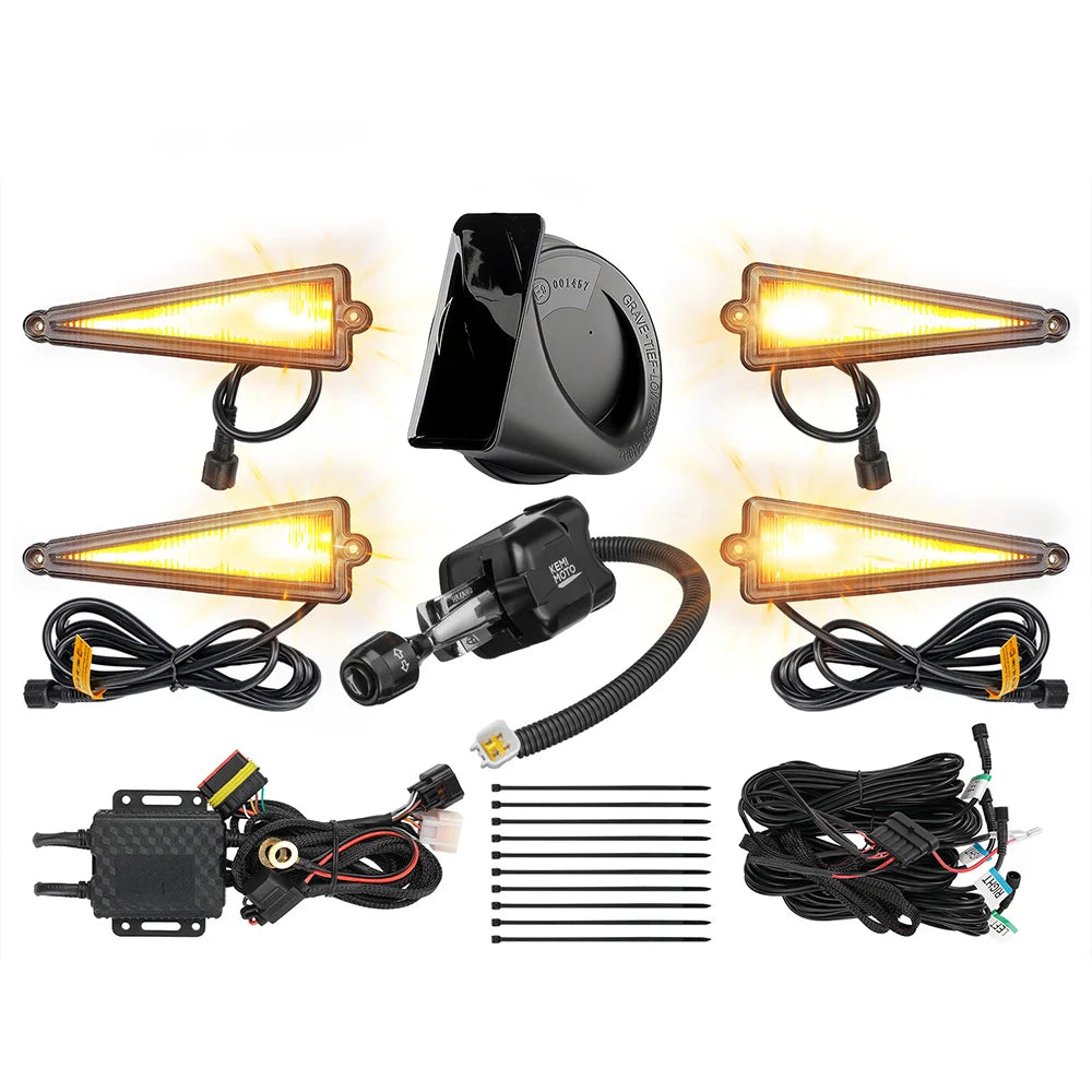 UTV Turn Signal Kit 110dB Horn LED Plug & Play | RZR Can-Am UTV Turn Signal Kit Nixie 4x Triangle Lights