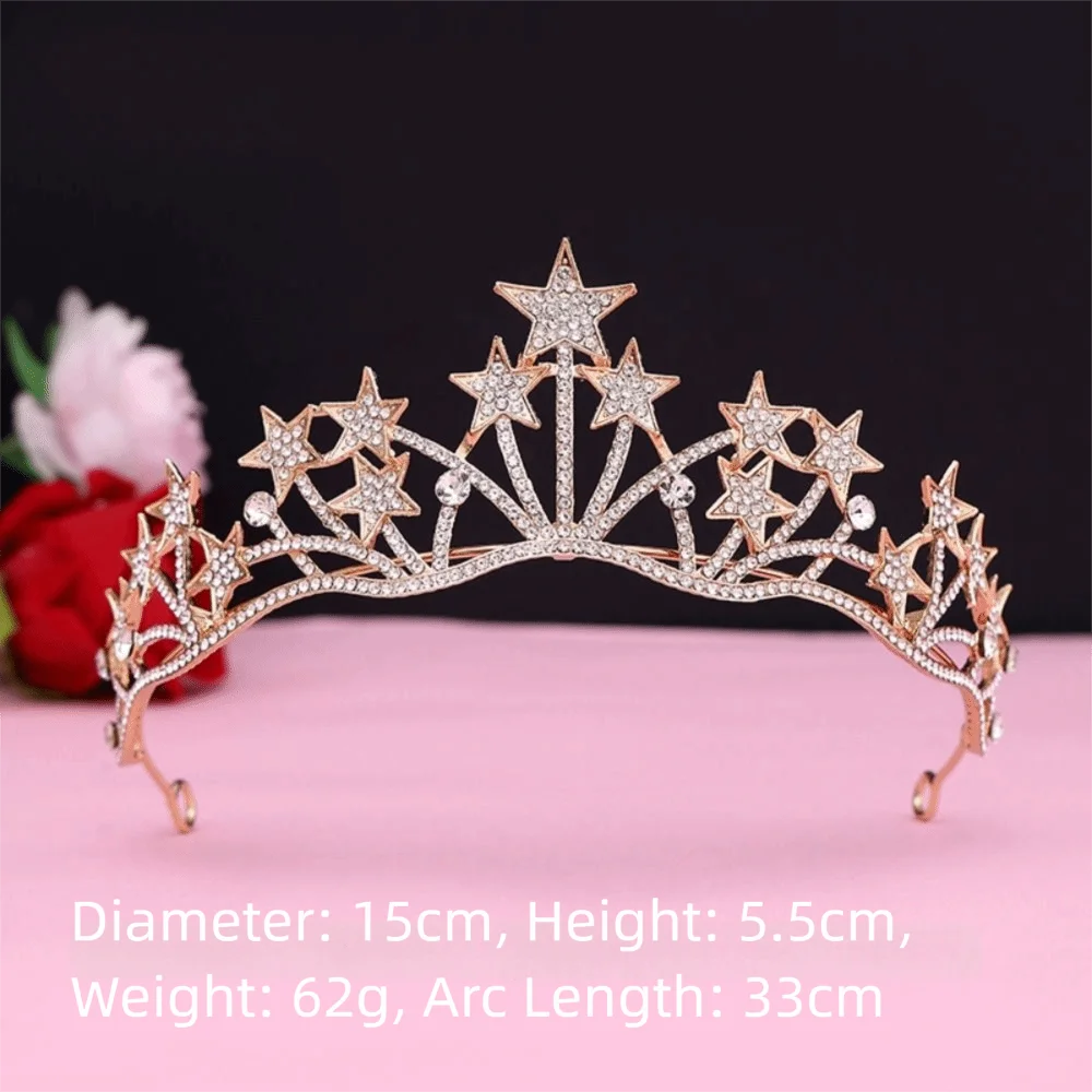 Baroque Crystal Rhinestone Crown Tiara – Gold & Silver Bridal Rhinestone Crown Tiara Nixie