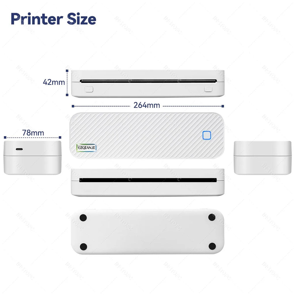 INSTOFC A4 Bluetooth Inkless Thermal Printer – Portable Rechargeable Portable Thermal Printer Nixie