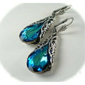 Black Crystal Dangle Earrings – Vintage Geometric Fashion Crystal Dangle Earrings Nixie Blue