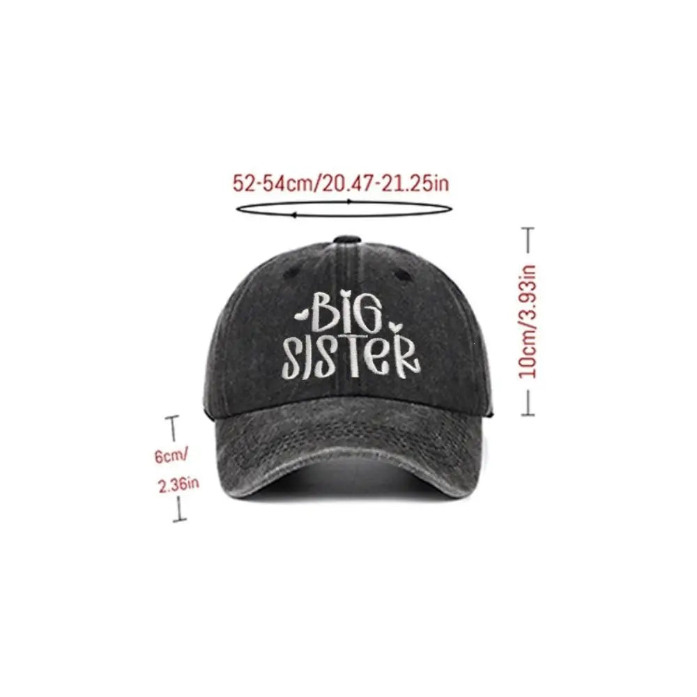Big Brother Big Sister Baseball Cap – Washed Cotton Sibling Hat Kids Baseball Cap Nixie