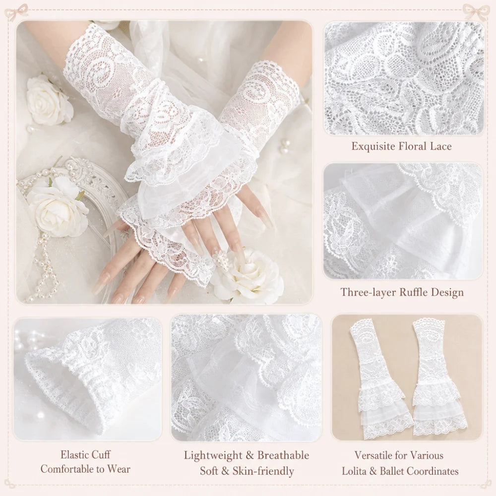 Ruched Detachable Flared Cuffs – Lolita Ballet Wrist Sleeves Detachable Wrist Cuffs Nixie