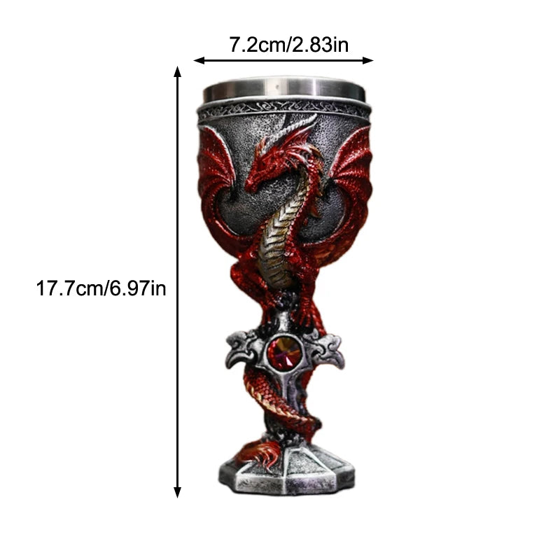 Medieval Dragon Goblet Resin & Stainless Steel Chalice Cup Medieval Dragon Goblet Nixie
