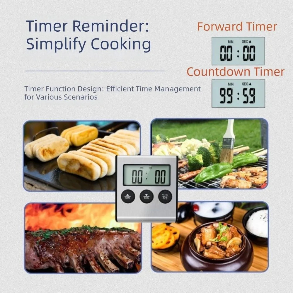 Wireless Probe Meat Thermometer with Timer & LCD Display