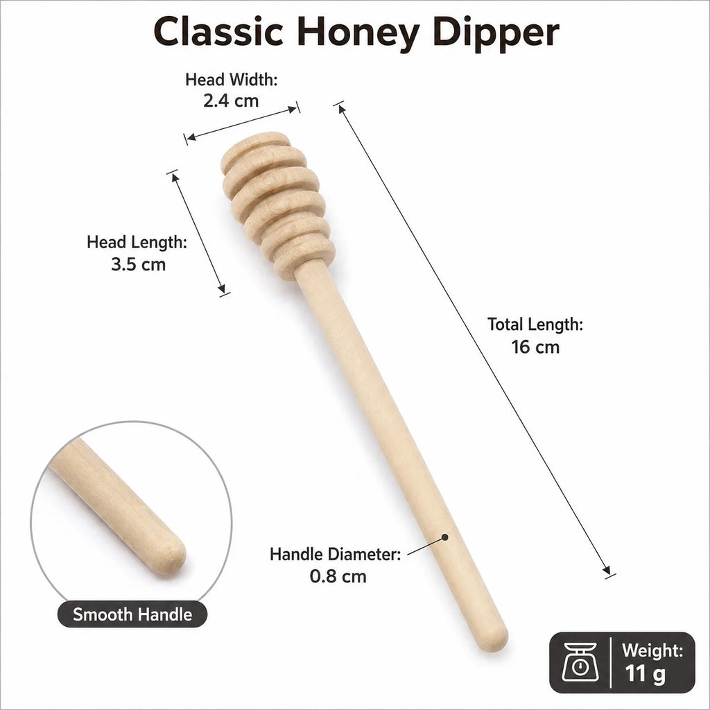 Wooden Honey Dipper Stirrer Long Handle Spoon – Set of 2