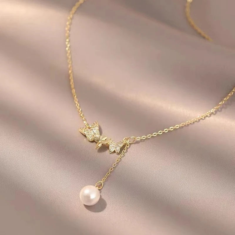 Butterfly Copper Pendant Stainless Steel Chain Necklace Women Pendant Necklace Nixie
