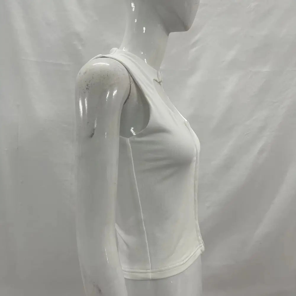 Y2K Chest Cutout Crop Tank Top – Front Buckle Sleeveless Crop Tank Top Nixie