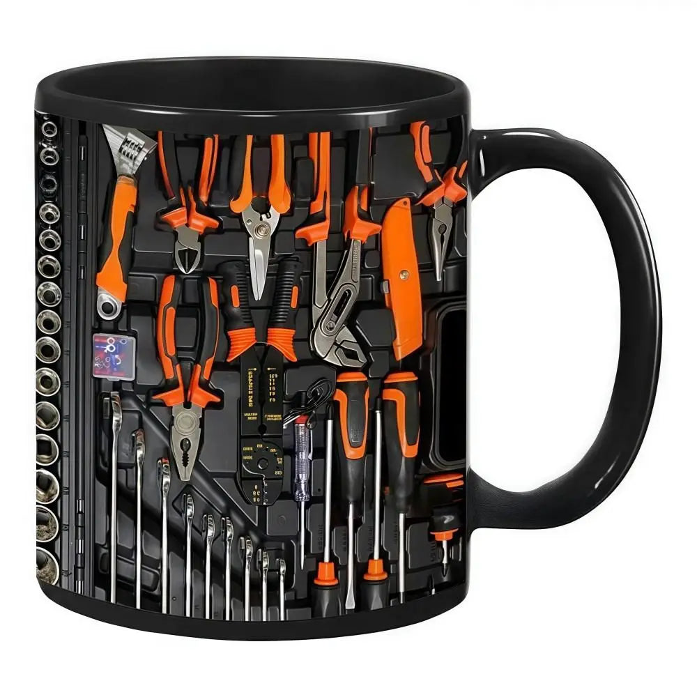 Mechanic Wrench Ceramic Coffee Mug 11oz | Tool Pattern Gift Novelty Coffee Mug Nixie