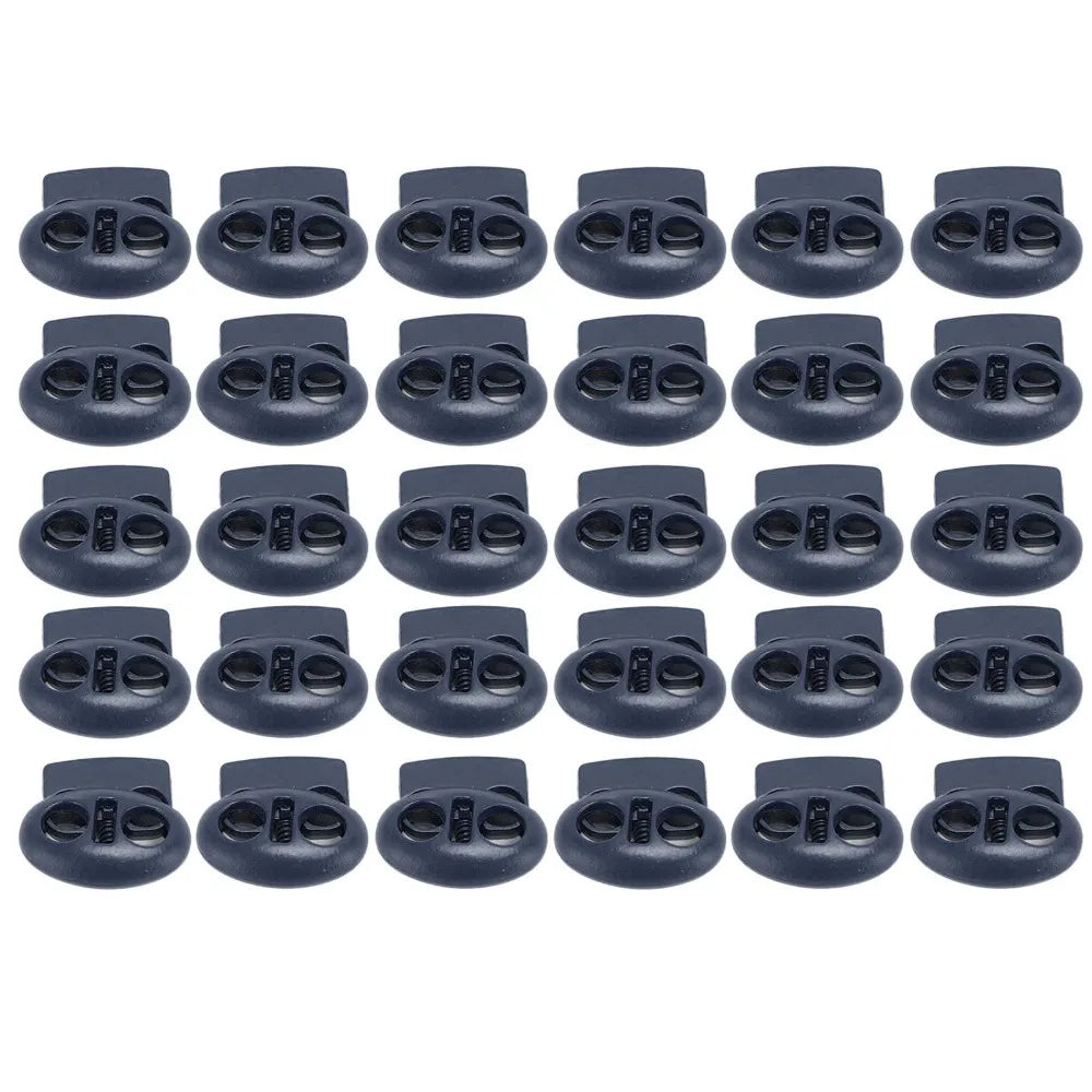 30pcs Metal Cord Locks Double Hole Spring Toggle Stoppers