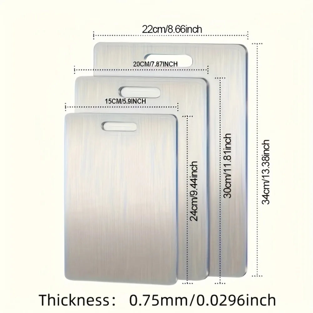 3-Piece Stainless Steel Cutting Board Set – BPA Free & Rustproof Cutting Board Set Nixie 3Pcs
