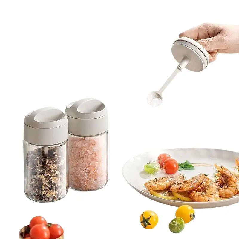Airtight Glass Spice Jar with Spoon Lid – Moisture-Proof Glass Spice Jar Nixie