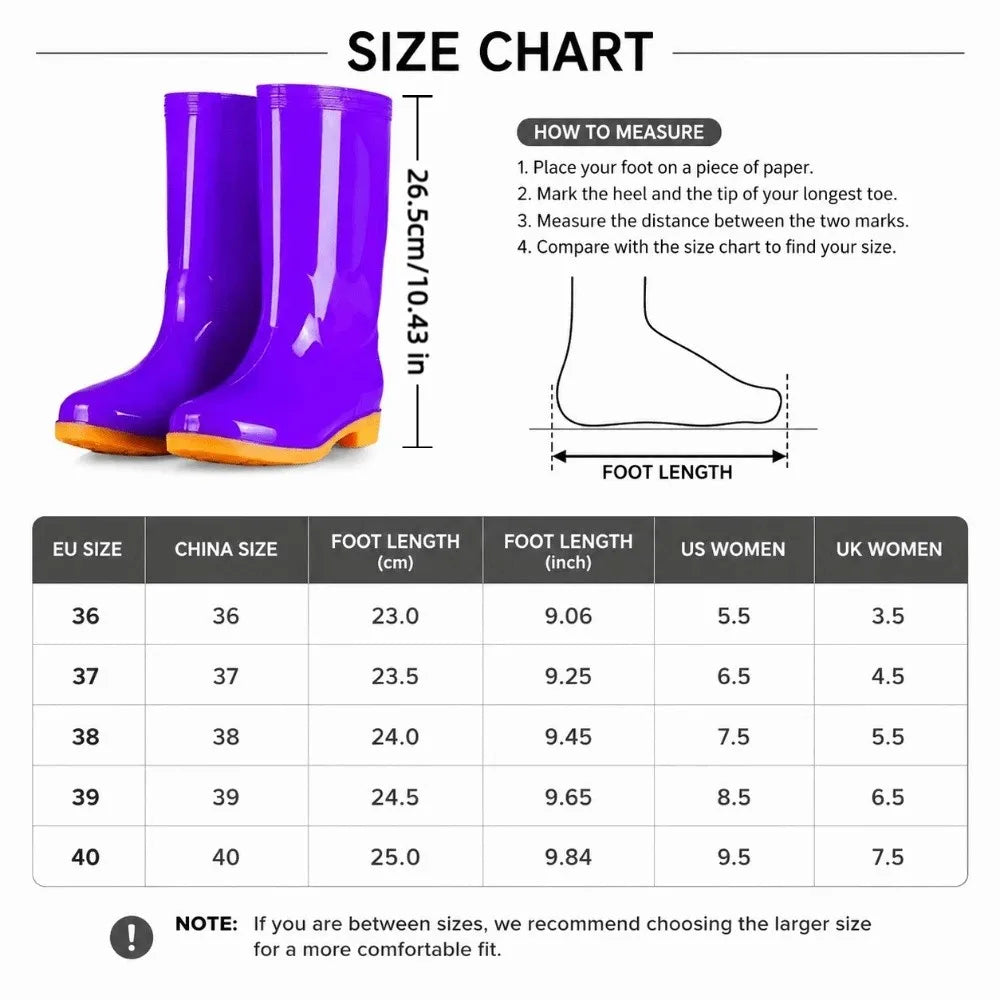 Women's Waterproof Mid-Calf Rain Boots – Non-Slip PVC Garden Boots Women's Rain Boots Nixie