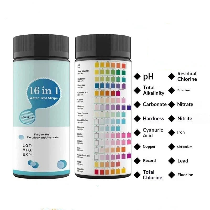 16-in-1 Aquarium Water Test Strips 50/100Pcs | pH & More Water Test Strips Nixie