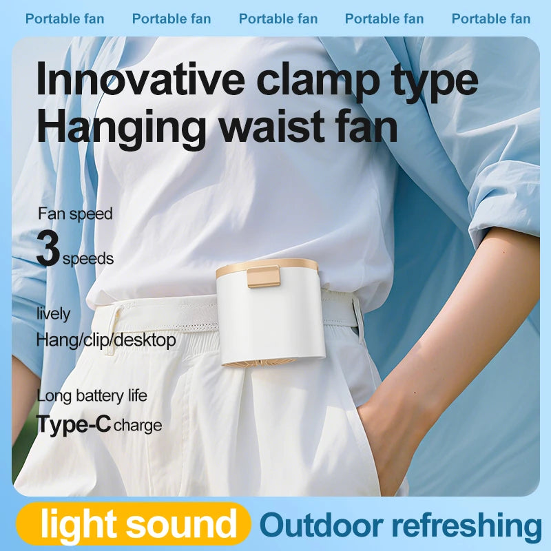 Nixie Hanging Waist Fan USB Rechargeable Portable Mini Fan Portable Waist Fan Nixie