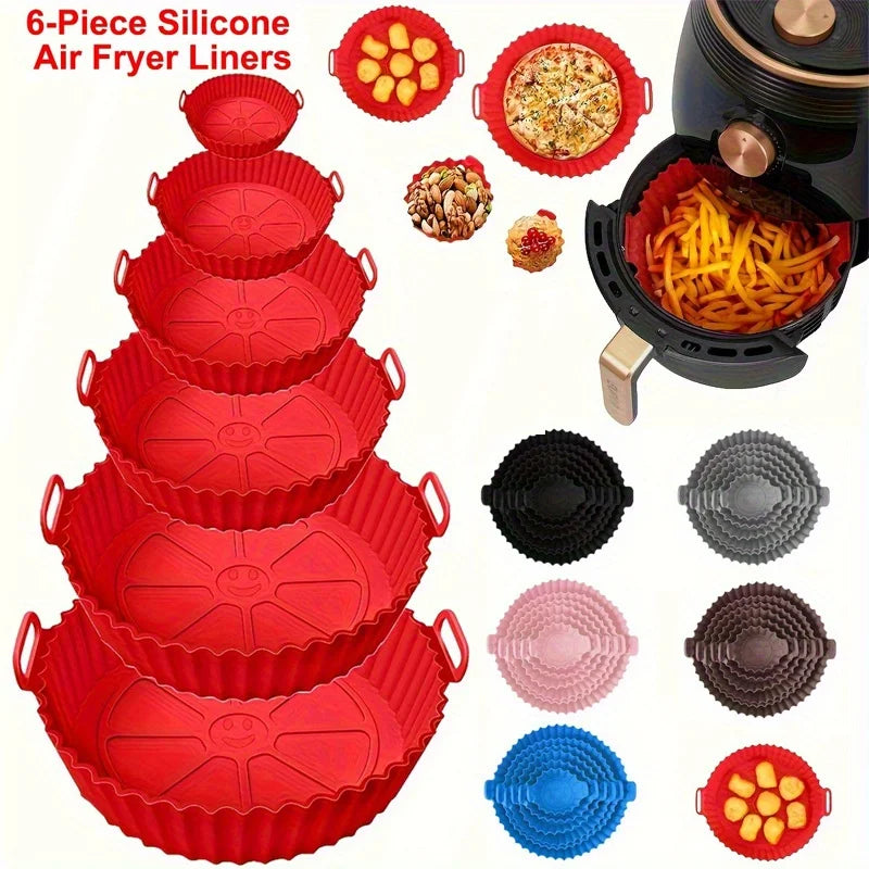 6PC Silicone Air Fryer Mats – Non-Stick & Dishwasher Safe Air Fryer Mats Nixie