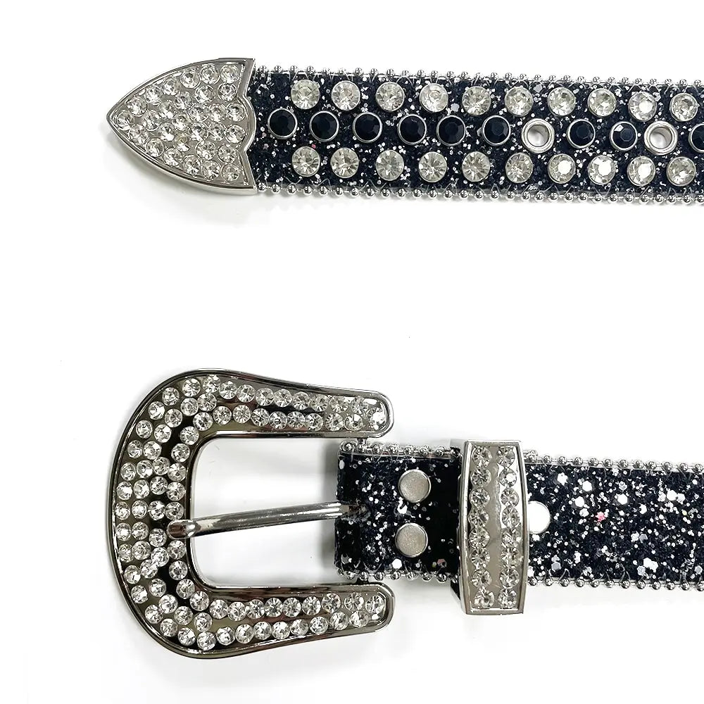 Women's Wide Rhinestone Belt – Luxury Faux Leather & Alloy Buckle Women's Fashion Belt Nixie