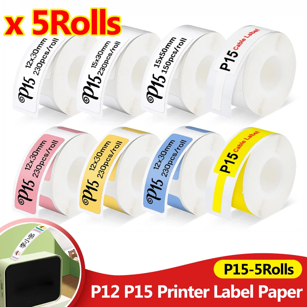 5-Pack 15x30mm Thermal Labels for Marklife P12 Q2 D30 Q30 P15