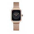 REBIRTH Rose Gold Square Women's Watch – Black Dial Quartz Women's Quartz Watch Nixie Rose