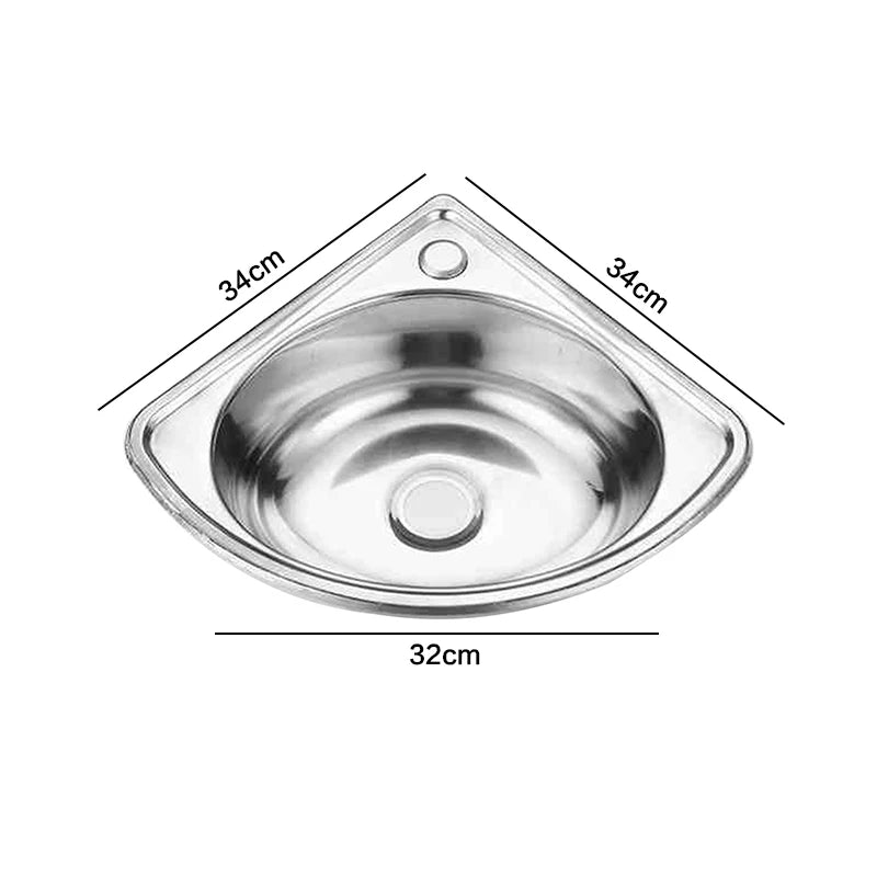 Stainless Steel RV Sink – Compact Single Bowl Drop-In, 34×34cm Kitchen Sink Nixie Silver