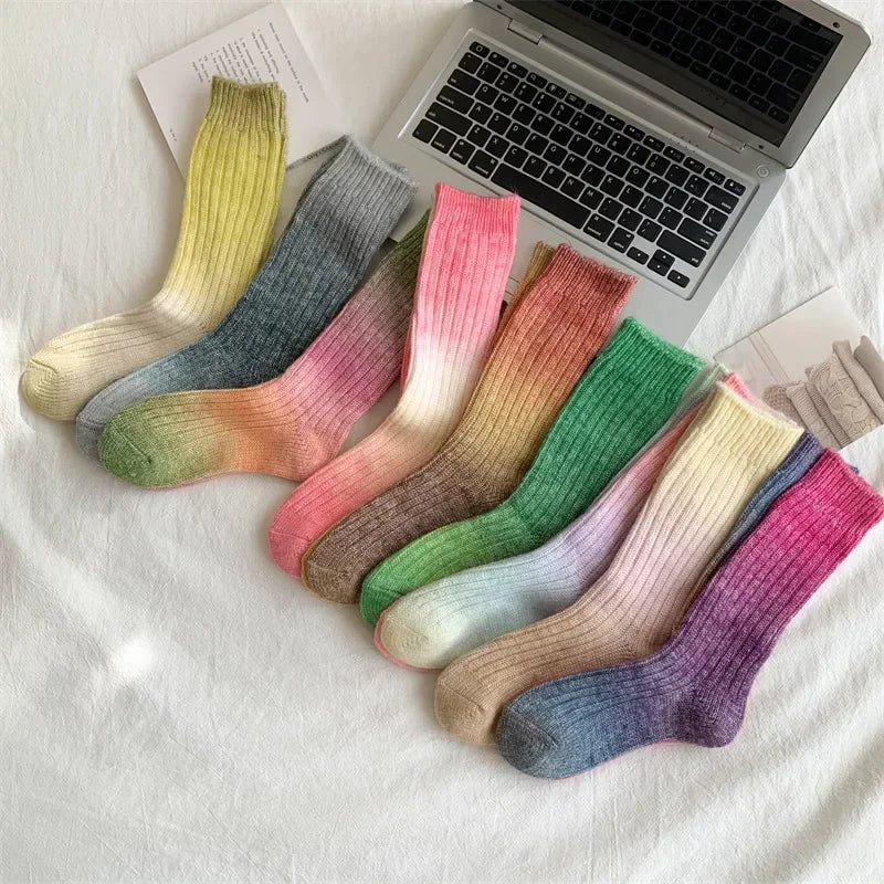 Women's Thick Thermal Gradient Knit Socks – 2 Pairs