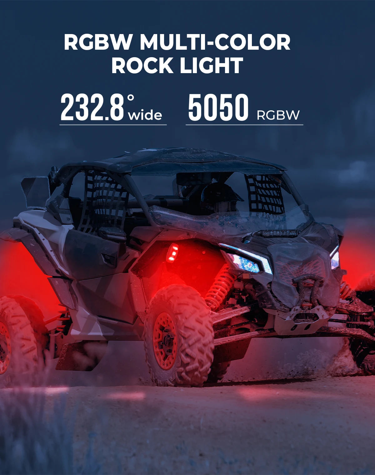 KEMIMOTO 6-Pod RGBW Rock Lights APP RF Control IP68 Waterproof LED Rock Light Kit Nixie