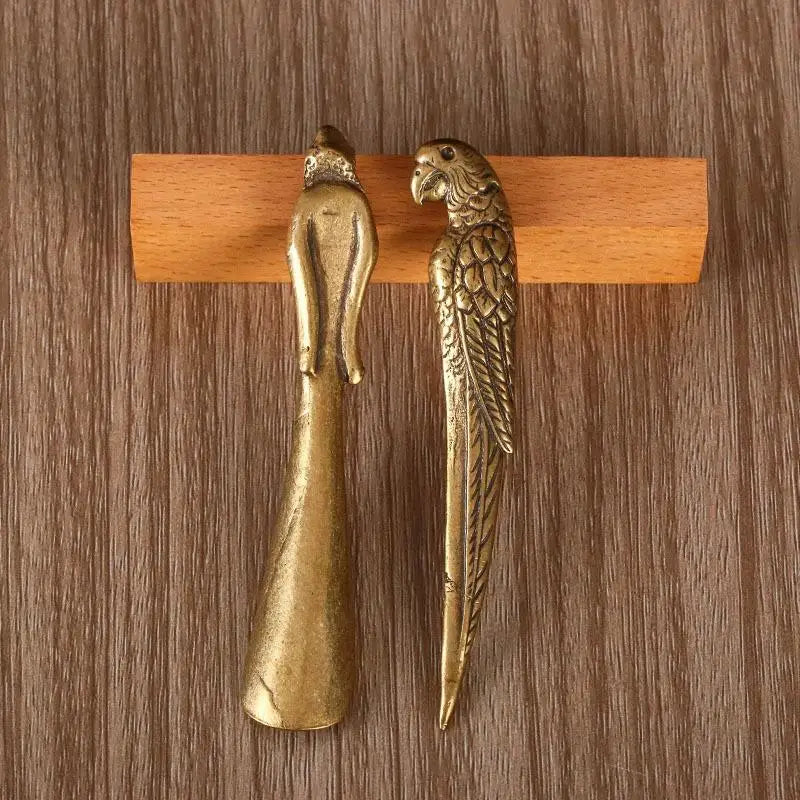 Brass Tea Scoop Shovel – Vintage Lotus & Bamboo Pattern Tea Scoop Utensil Nixie